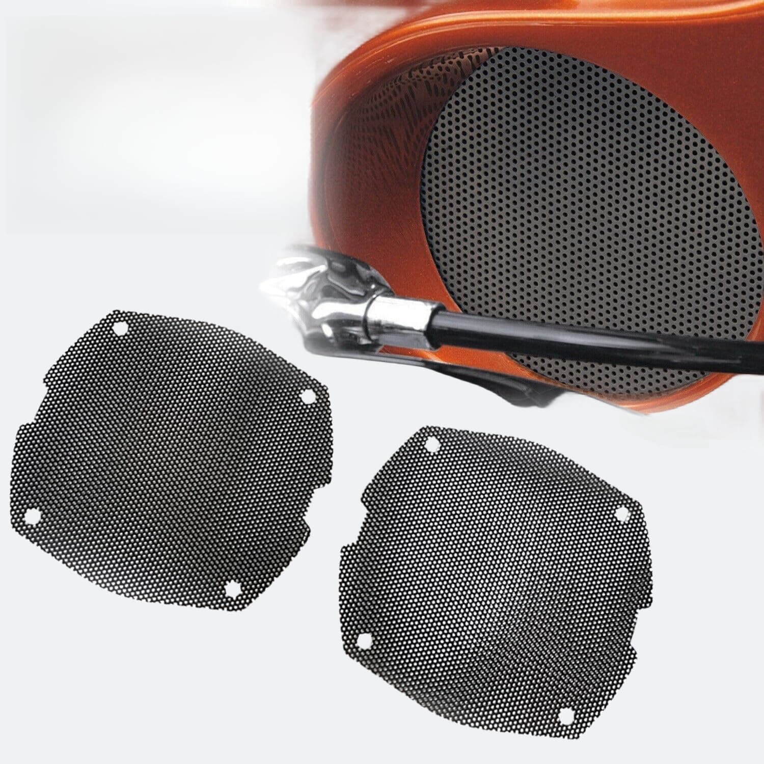Replacement 5.25'' Front Mesh Speaker Grill Cover Panels for 1996-2013 Harley Davidson Touring Electra Glide, Street Glide, Ultra Limited And Tri Glides Models (Black)