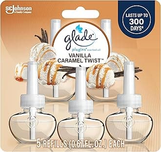 PlugIns Refills Air Freshener, Scented and Essential Oils for Home and Bathroom, Vanilla Caramel Twist, 3.35 Fl Oz, 5 Count