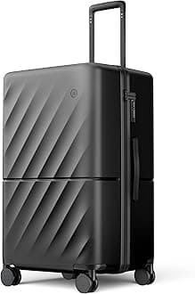 NINETYGO Carry On Suitcase, Checked Trunk Luggage with Double Spinner Wheels, Anti-Burst Zipper, Hard Case PC Suitcase Carry On, Lightweight Travel Luggage, TSA Approved, 01-Onyx Black (Hudson