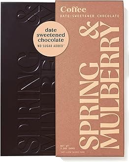 Spring & Mulberry Dark Chocolate Bars - Refined Sugar Free Dark Chocolate Sweetened with Dates, Healthy Chocolate - Coffee 3 Pack
