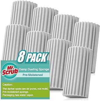 8 Pack Damp Dusting Sponge Duster, Grey Dust Cleaning Sponge, Reusable Household Cleaning Sponge Tool for Blinds, floorboards, Fan Blades, Vents, Glass, Railings, Mirrors