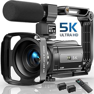 5K Video Camcorder, 48MP UHD Wifi IR Night Vision Vlogging Camera for YouTube, 16X Digital Zoom Touch Screen, Vlog Camera with External Microphone, Lens Hood