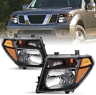SOCKIR Headlight Assembly Fit for 2005-2008 Nissan Frontier / 2005-2007 Pathfinder Halogen Black Headlamp Pair Driver and Passenger Side