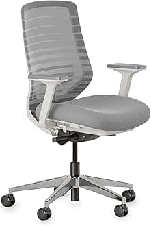 Ergonomic Chair - A Versatile Desk Chair with Adjustable Lumbar Support, Breathable Mesh Backrest, and Smooth Wheels - Experience Optimal Comfort and Support - Pebble - White