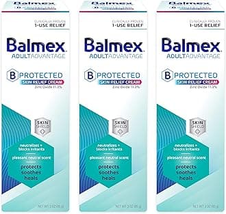 AdultAdvantage Bprotected Skin Relief Healing Cream, with Zinc Oxide Barrier Cream Protection + Skinshield Soothing Botanicals for Adult Incontinence, Adult Rash and Bed Sores, 3oz (Pack of 3)