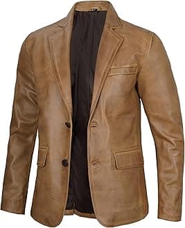 Leather Blazer for Men - Black & Brown Real Lambskin Casual Men's Leather Jacket Coats