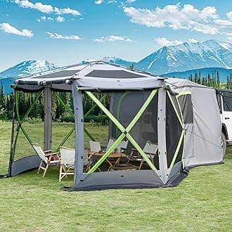 JOYTUTUS Dual-Use Pop up SUV Tent for Camping, 11x11 Ft Outdoor Gazebo Screen, SUV Tailgate Tent for Family Vehicle Camping, Canopy Shelter Portable Carry Bag