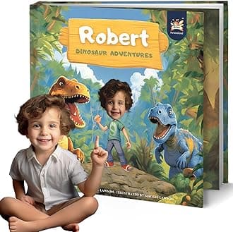 Personalized Children Story Book - Dinosaur Adventure - Customized Name & Photo - Baby Gifts - Kids Engaging Story - Elfink (Soft Cover)