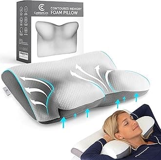 Pillow for Neck and Shoulder Pain Relief – Cervical Memory Foam Contour Pillow – Orthopaedic Ergonomic Design Aligns Spine, Reduces Pressure & Snoring – for Side, Back & Stomach Sleepers + Free Mask