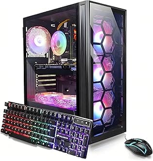 STGAubron Gaming PC Desktop, GeForce GTX 1660 Ti 6G, Intel Core i7 up to 3.9GHz, 32G, 1TB SSD, WiFi, BT 5.0, RGB Fan x6, Mouse Pad, Sound Bar, Gaming Mic, Windows 10 Home