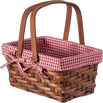 Vintiquewise(TM) Rectangular Basket Lined with Gingham Lining, Small