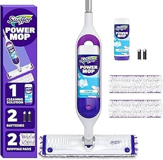Swiffer PowerMop Multi-Surface Mop Kit for Floor Cleaning, Fresh Scent, Mopping Kit Includes PowerMop, 2 Mopping Pad Refills, 1 Floor Cleaning Solution with Fresh Scent and 2 Batteries