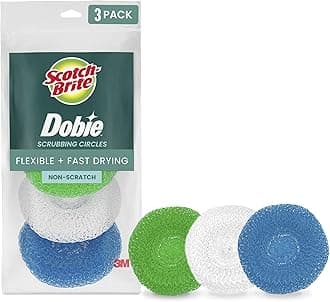 Scotch-Brite Non-Scratch Plastic Scrubbing Pads, Cleans Dishes Without Scratching, 3 Scrubbing Pads