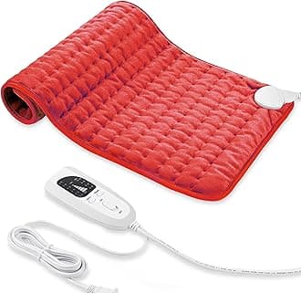 Heating pad, Electric Heat Pad with Automatic Switch-Off and 6 Temperature Levels Heating pad for Back Neck Shoulder Belly Heating Technology - Machine Washable. (Rosered, 12" x 24")