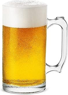 LUXU 38 OZ Beer Mugs, Heavy Large Beer Glasses with Handle, Classic Beer Mugs, Style Extra Large Glass Beer Stein Super Mug