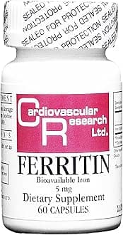 Cardiovascular Research Ferritin 5 mg Tamper Resistant Shipping Box Iron Supplement 60 Count