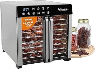 Excalibur Food Dehydrator 8-Tray for Jerky, Fruit, Vegetables, Herbs, Pet Treats, 7.2 Cu Ft Drying Space with Adjustable Temperature Control and 80 hour digital timer, 8-Tray, Stainless Steel
