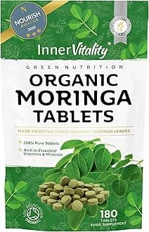 Pure Organic Moringa Tablets 180 Made with 100% Natural Moringa Leaf (No Cheap Extracts), Easier to Swallow Than Moringa Capsules & Powder, Rich in Essential Vitamins & Minerals by Inner Vitality