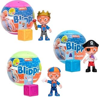 Blippi Ball Pit Surprise, 3 Surprise Balls Featuring a Letter and Word Beginning with That Letter, 1 of 12 Unique Character Toy Figures Inside - Collect Them All - Educational Toys for Kids