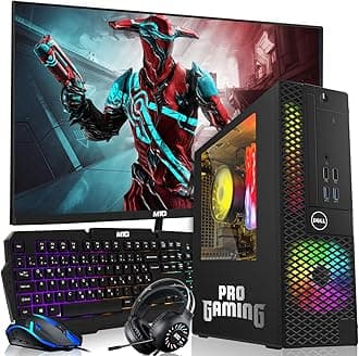 Dell OptiPlex Desktop PC – Intel Core i7, 32GB ARGB RAM, 512GB SSD, 27 Inch Monitor, GT 1030 Graphics, RGB Keyboard with AI Copilot Key, Mouse & RGB Headphones, Windows 11 Home (Renewed)