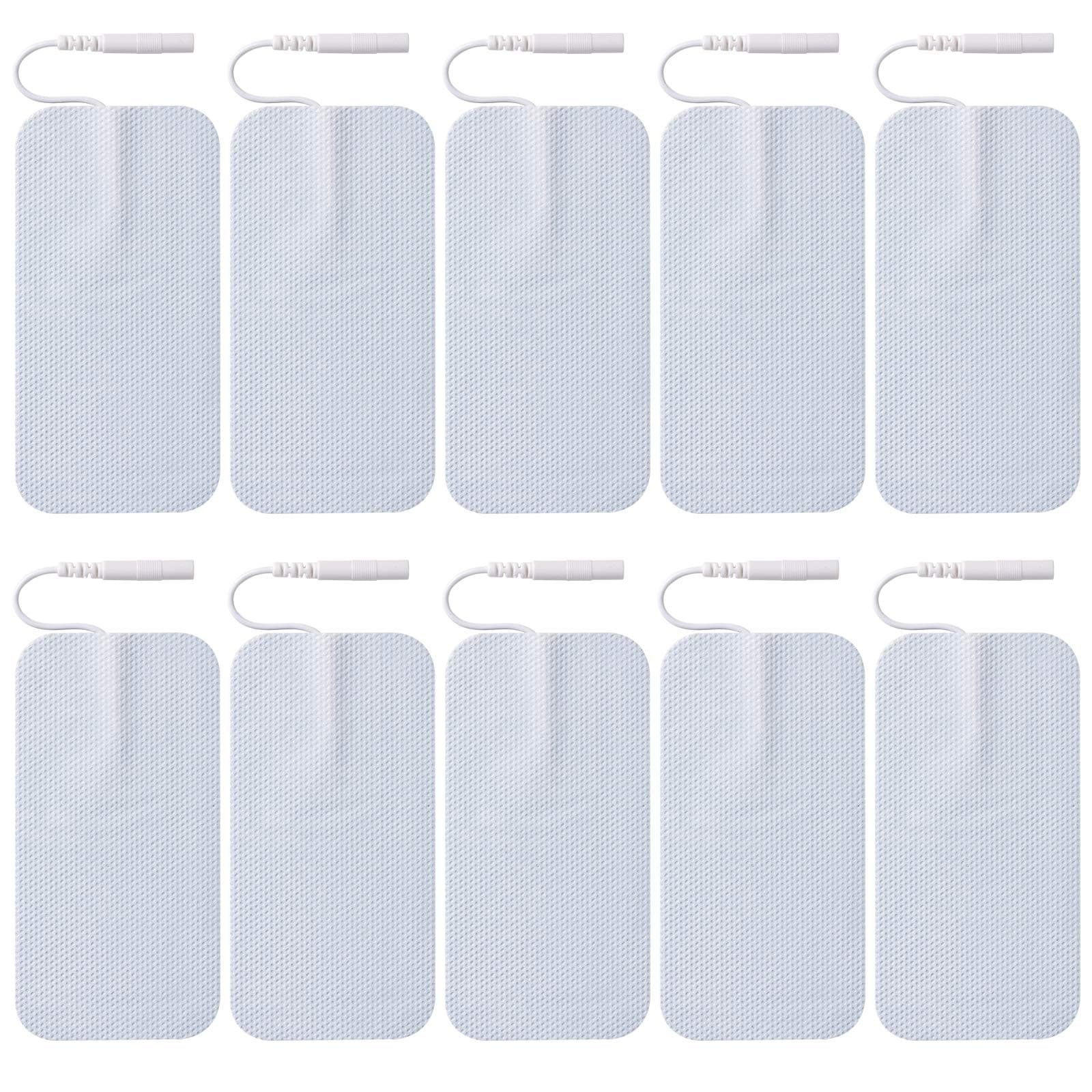 10 Pieces Large Electrode Pads for TENS Unit Replacement Pads for TENS Machine 2mm PIN Connector - 2x4 Inches Self-Adhesive Electrodes
