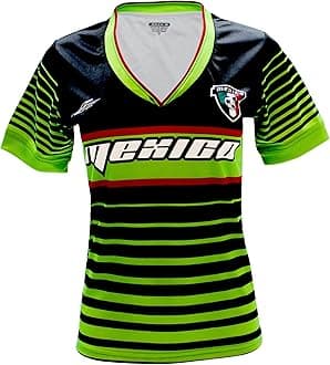 ARZA Sports Women’s Mexico‑Inspired Fan Jersey – Slim Fit Short Sleeve V‑Neck Shirt in Green/White