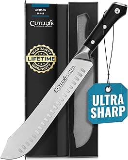 Cutluxe Butcher Knife - 10" Bullnose Carving Knife, Forged High Carbon German Steel - Full Tang & Razor Sharp - Ergonomic Handle Design, Grilling Gift for Men - Artisan Series
