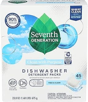 Dishwasher Detergent Packs Free & Clear for sparkling dishes Dishwasher tabs 45 count