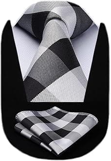 Ties for Men Formal Business Plaid Checked Mens Ties and Pocket Square Set Classic Wedding Necktie Handkerchief