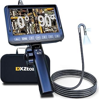 DXZtoz Dual-Lens Articulating Borescope with Light, 5-inch Engine Endoscope Inspection Camera with Articulated Snake Camera, 1080P Videoscope for Automotive Home Mechanics-5FT