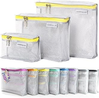 Travel Toiletry Bag Set of 3 – Water-Resistant Toiletry Bags for Women & Men – Clear Bags for Toiletries, Skincare, Makeup & Travel Essentials – Lightweight, Durable & Portable Organizer, Yellow