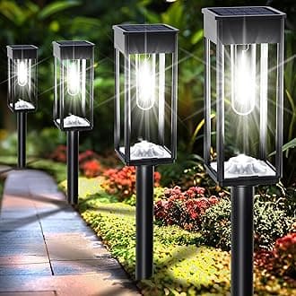 Solar Pathway Lights Outdoor IP65 Waterproof, 8 Pack 6500K LED Auto On/Off Walkway Landscape Light for Yard Lawn Garden Patio Driveway Outside Decor, Cool White