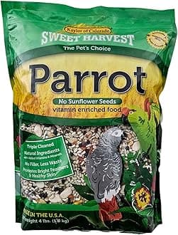 Parrot Bird Food (No Sunflower Seeds), 4 lbs Bag - Seed Mix for a Variety of Parrots