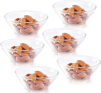 Venus Glass Katori Bowl Set, 170ml, Set of 6, Transparent