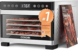 COSORI Food Dehydrator for Jerky, 176°F Temperature Control, 5 Stainless Steel Trays Dryer Machine, 4 Presets, 48H Timer, for Dog Treats, Meat, Fruit, Veggies, Snacks, Recipe Book Included