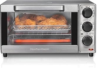 Sure-Crisp Air Fryer Toaster Oven Combo, Fits 9” Pizza, 4 Slice Capacity, Powerful Circulation, Auto Shutoff, Stainless Steel (31403)
