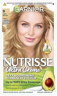 Garnier Nutrisse Permanent Hair Dye, Natural-looking, hair colour result, For All Hair Types, 9 Light Blonde