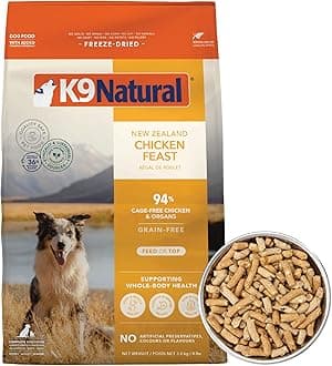 - K9 Natural Chicken Freeze Dried Dog Food, High-Meat Natural Complete Meal or Meal Toppers for Dogs, Cage-Free Chicken from New Zealand, Grain-Free, GMO-Free, Complete & Balanced Nutrition, 8lb