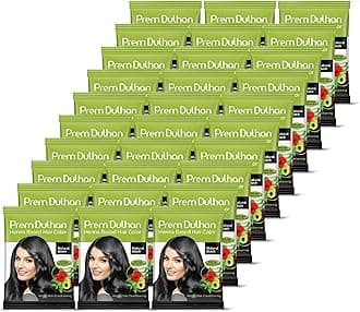 Prem Dulhan Natural Henna Hair Color for Vibrant & Long-Lasting Results Natural Black Shade Ammonia-Free Coloring, Sachets (10 g/0.35 Ounce (Pack of 30))