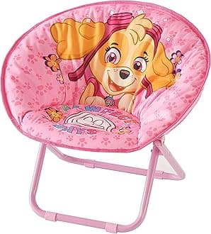 Paw Patrol Skye Toddler 19” Folding Saucer Chair with Pink Metal Frame, Ages 3+