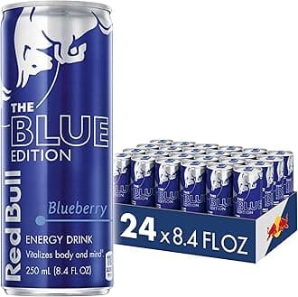 Red Bull Blue Edition Energy Drink, Blueberry, with 80mg Caffeine plus Taurine & B Vitamins, 8.4 Fl Oz, Pack of 24 Cans
