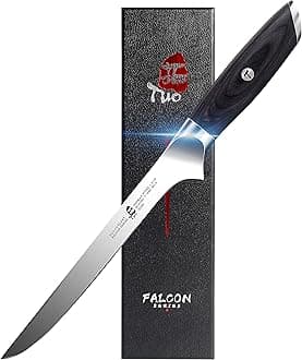 TUO Boning Knife 7 inch - Fillet Knife Flexible Kitchen Knife German HC Steel with Pakkawood Handle - Falcon Series with Gift Box