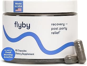 - Flyby Recovery Supplement with DHM - All The Hang, Without The Over!™ Pre & Post Drinking Capsules with Milk Thistle, Vitamin C, B Vitamins, Ginseng, Activated Charcoal – Made in USA, 80 Count