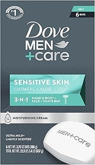 DOVE MEN + CARE Hand & Body Face + Shave Bar Sensitive Skin 6 Count for sensitive skin 3.75 oz