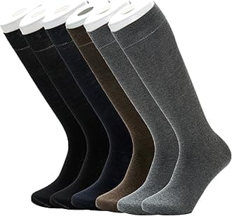 7DayOtter 98% Cotton 2% Lycra Rich Dress Socks for Business Mens Womens Casual Socks 6Pack