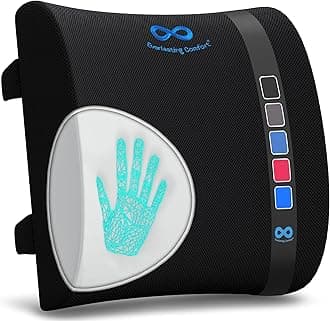 Everlasting Comfort Lumbar Support Pillow for Office Chair - Memory Foam Back Cushion for Car Seat - Promotes Better Posture, Back Pain Relief - Ideal Gaming and Desk Chairs Work and Home Essentials