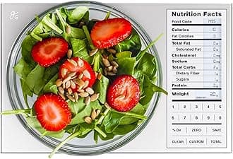 Greater Goods Food Scale with Nutrition Calculator, Non Connected Calorie Scale for Meal Prep, Weight Loss, 2000 Pre-Loaded Food Codes, Compact Kitchen Scale, Battery Operated, 11lb Capacity, Silver