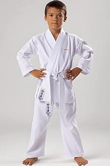 Kids Karate Training Uniform with White Belt – Traditional White Cotton Martial Arts Gi for Boys & Girls, Lightweight & Durable for Training & Competitions