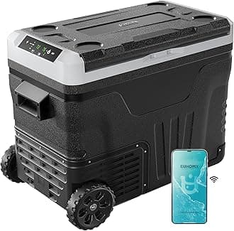 EUHOMY 12 Volt Refrigerator, 47QT(45L) Dual Zone Electric Cooler, Portable Freezer 12V/24V DC 110-240V AC, 12V Fridge -4℉~68℉, 12V Cooler with Wheels & Basket for Travel, Truck, Camping, Boat