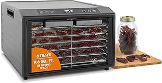 - Excalibur Electric Food Dehydrator Select Series 6-Tray with Adjustable Temperature Control Includes Chrome Plated Drying Trays Stainless Steel Construction and Glass French Doors, 700-Watts, Black